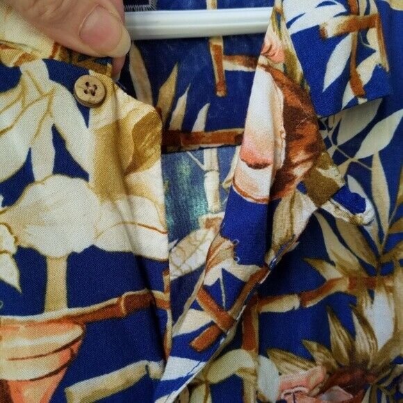 -Caribbean Joe Blue Aloha Print Hawaiian Shirt XL - Picture 3 of 8